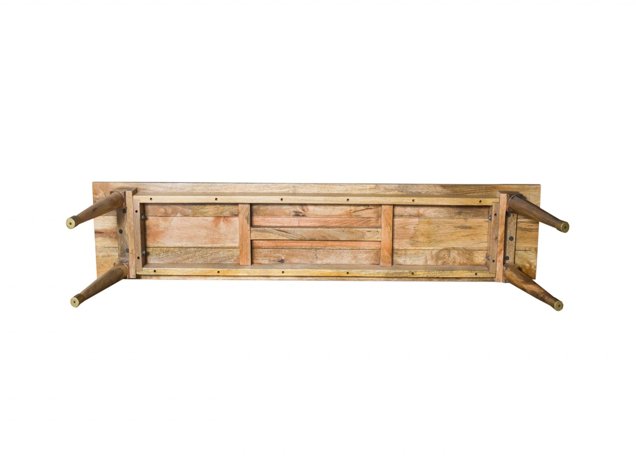 Natural Honey Solid Wood Small Dining Bench