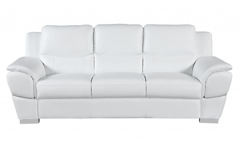 Chic White Leather Sofa Set