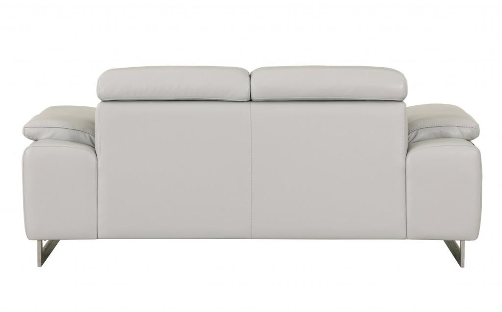 Tasteful Light Grey Genuine Italian Leather Loveseat