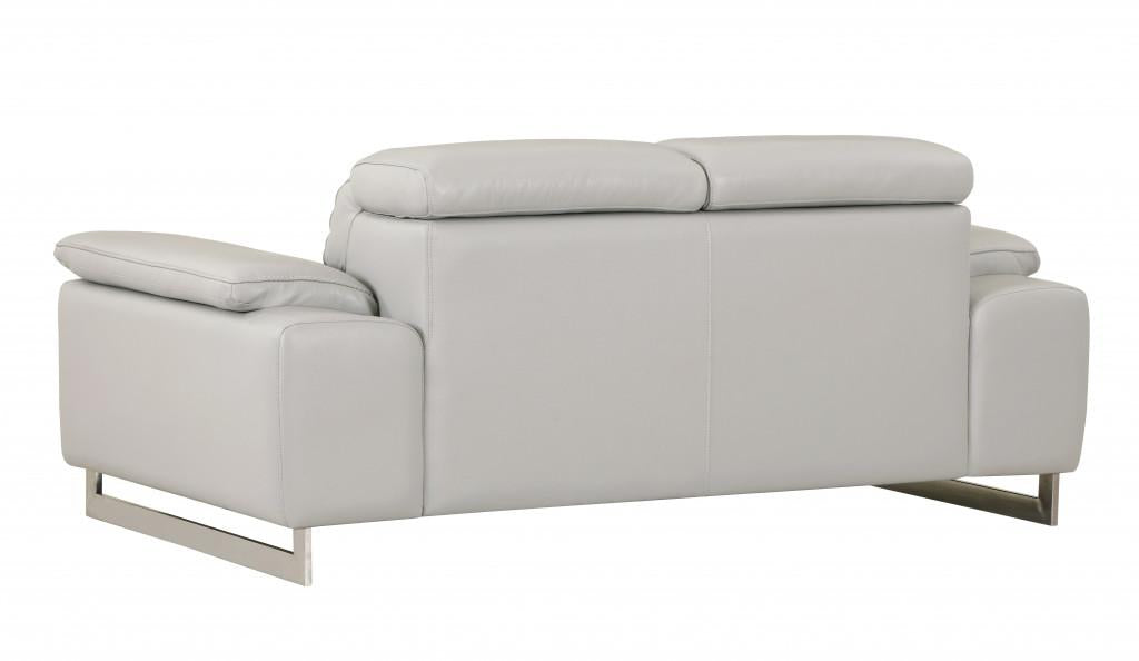 Tasteful Light Grey Genuine Italian Leather Loveseat