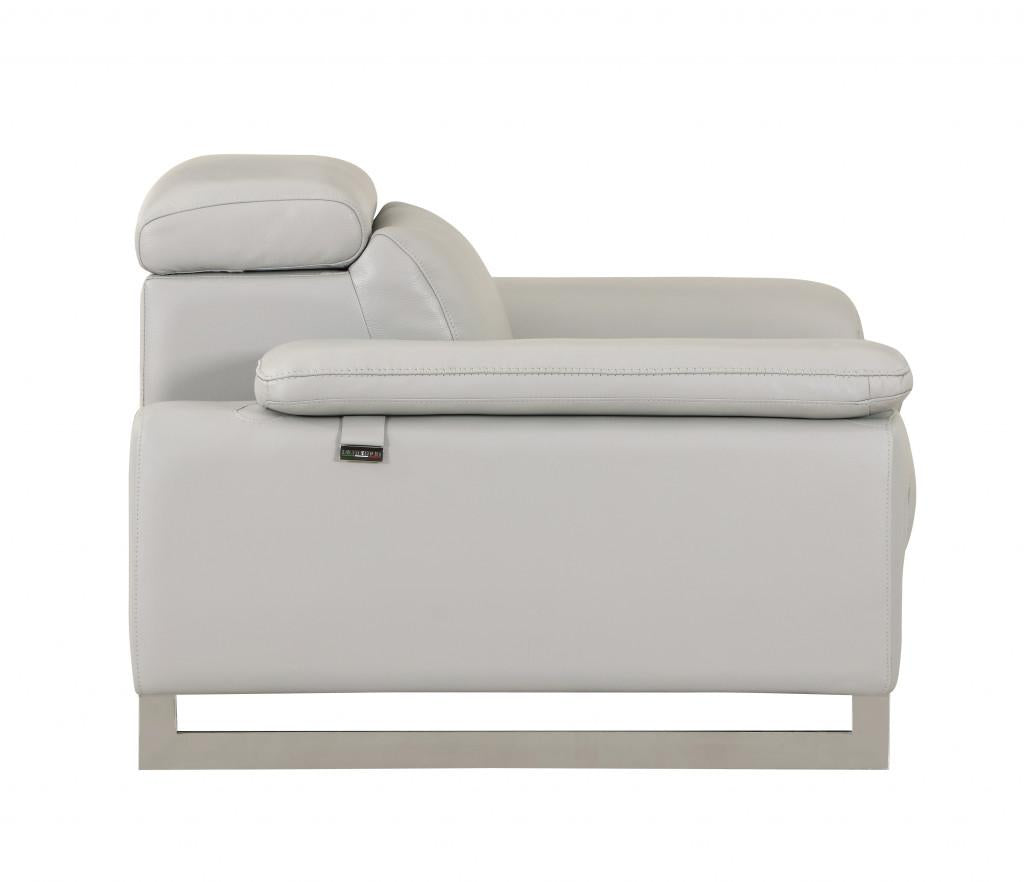 Tasteful Light Grey Genuine Italian Leather Loveseat