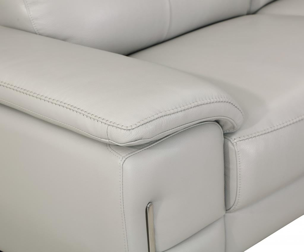 Tasteful Light Grey Genuine Italian Leather Loveseat