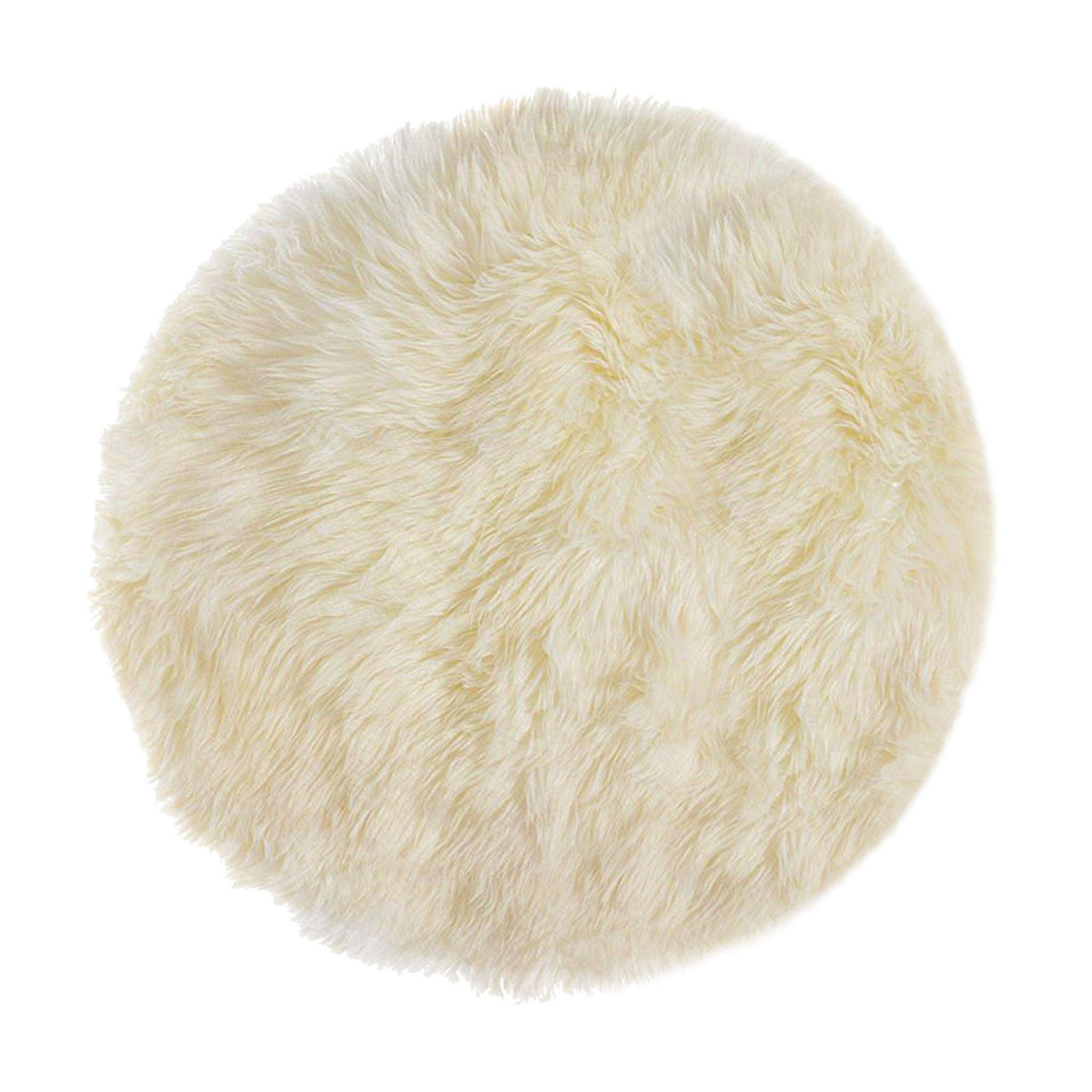 60" x 60" x 2" Off White Ciruclar Sheepskin  Rug Default Title