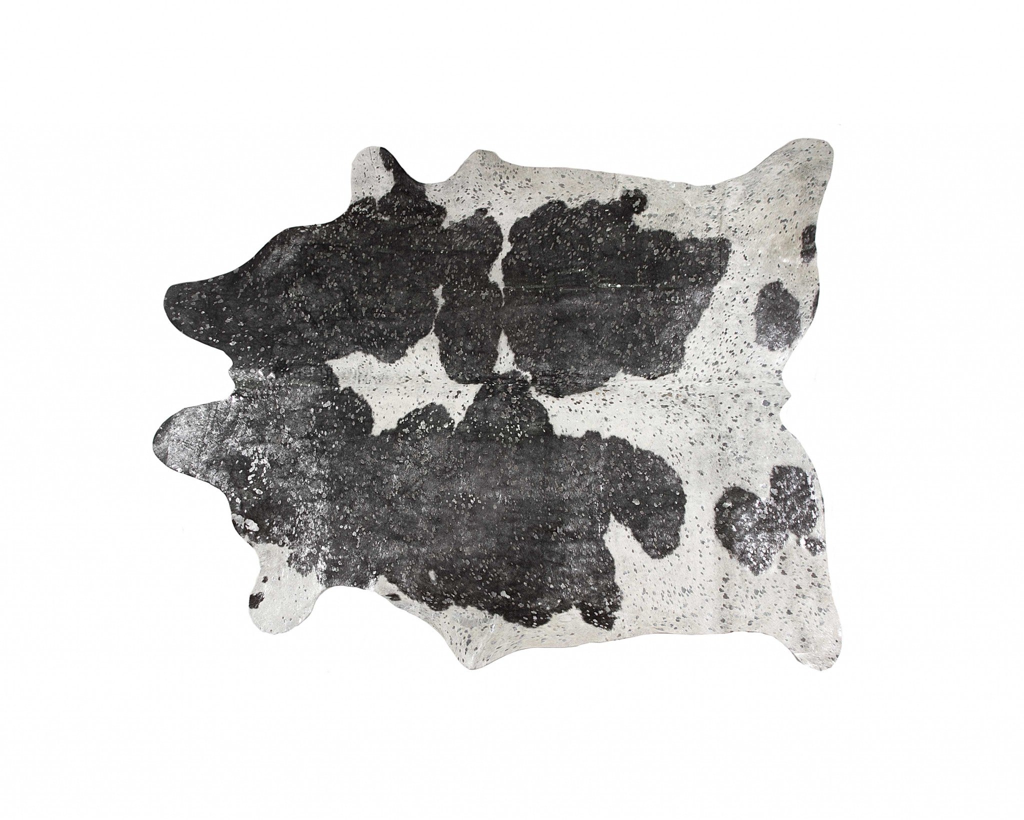 72" x 84" Silver Black & White Cowhide  Rug Default Title