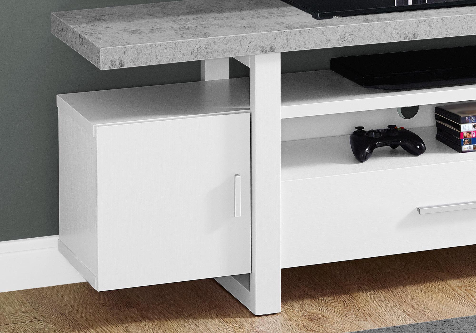 White  TV Stand With Grey Top