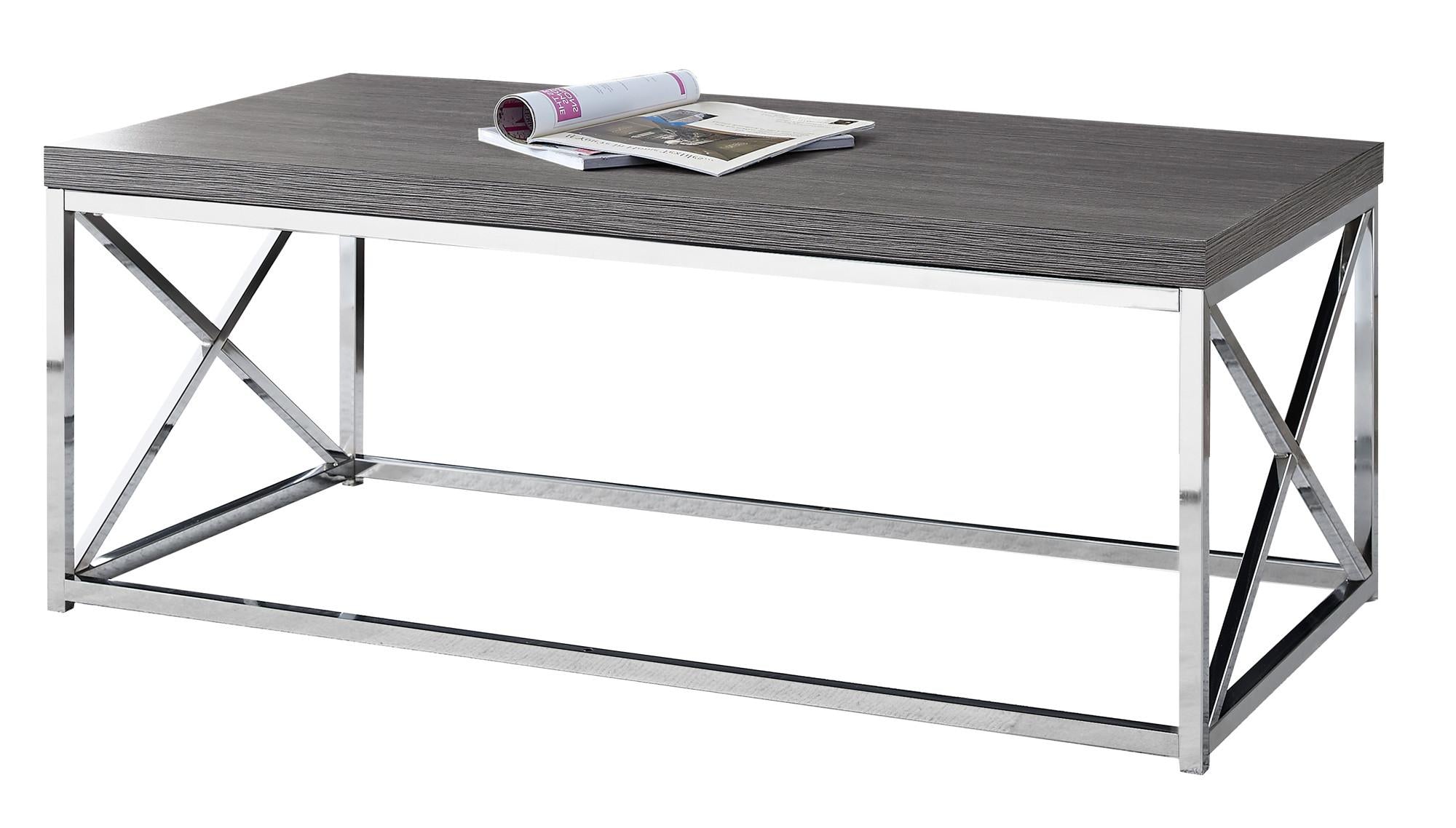X Trestle Gray and Chrome Coffee Table