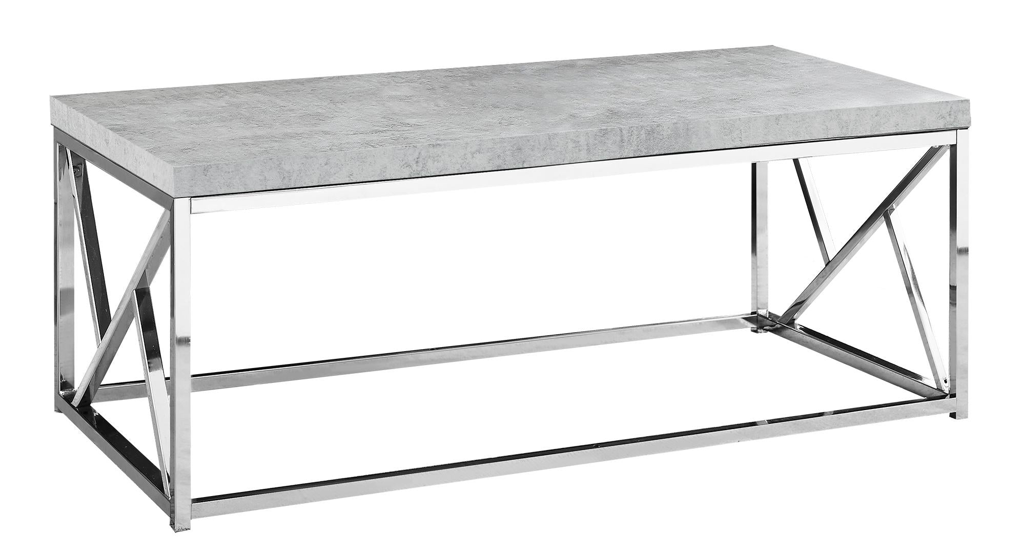 Industrial Chic Gray Faux Cement and Chrome Coffee Table