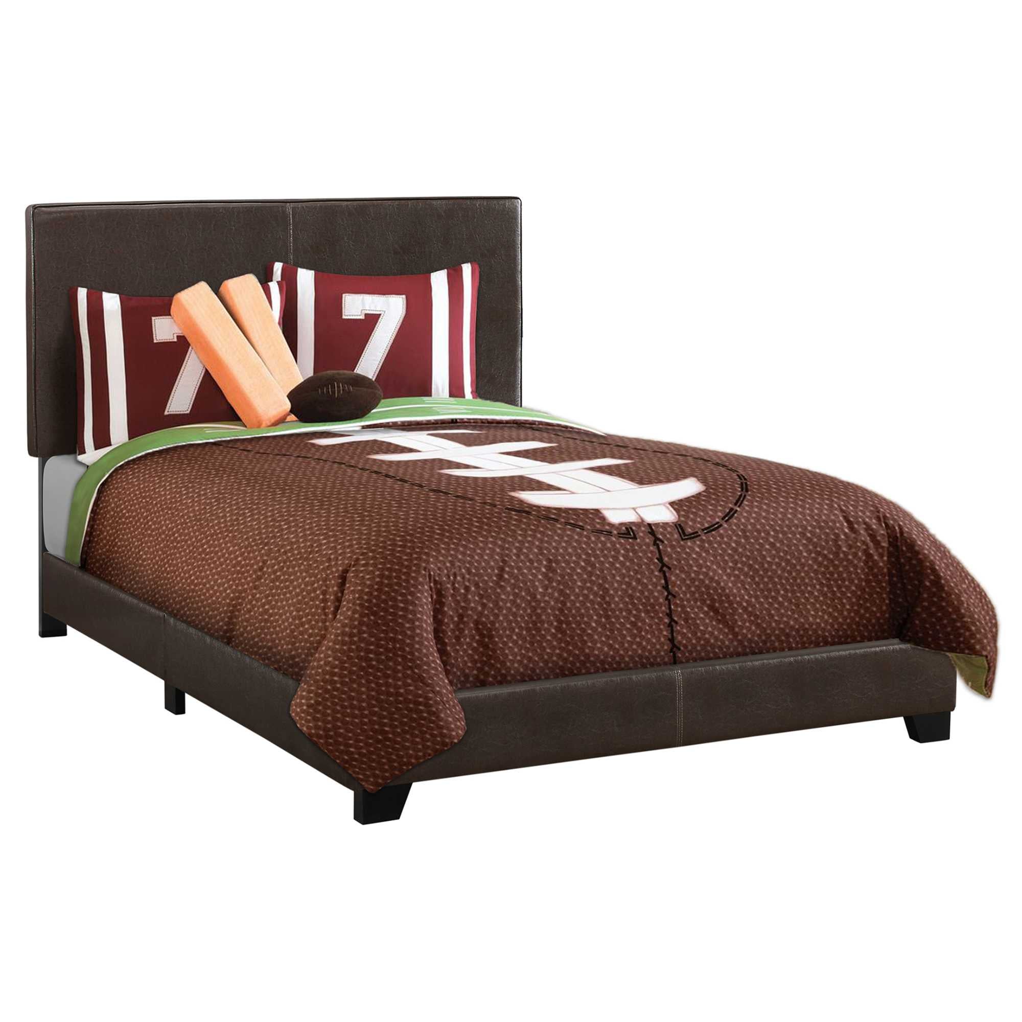 Full Size Rich Dark Brown Leather Look Bed Default Title