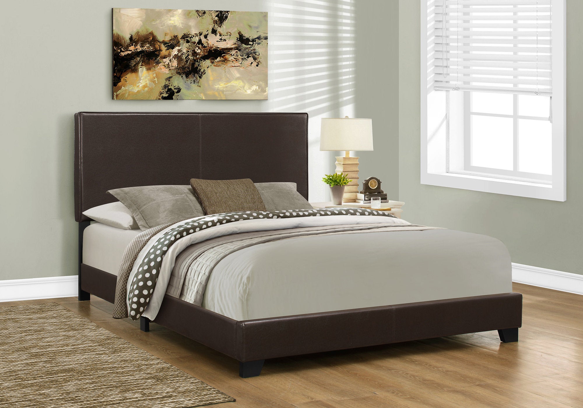 Brown Standard Bed Upholstered With Headboard Default Title