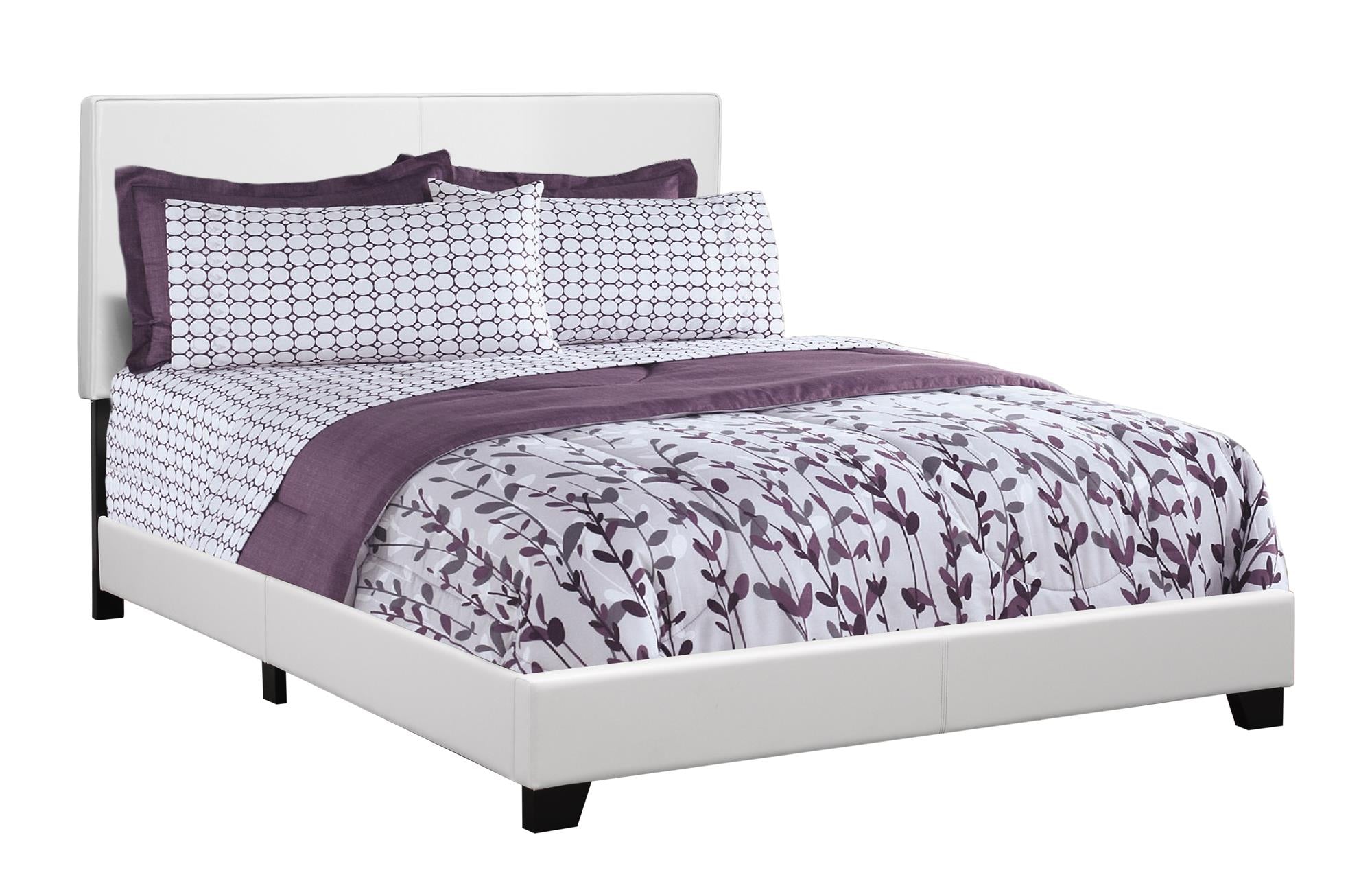 White Standard Bed Upholstered With Headboard