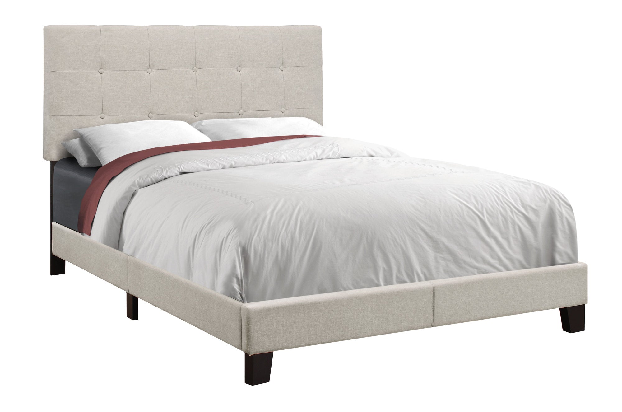 Full Size Beige Linen Bed