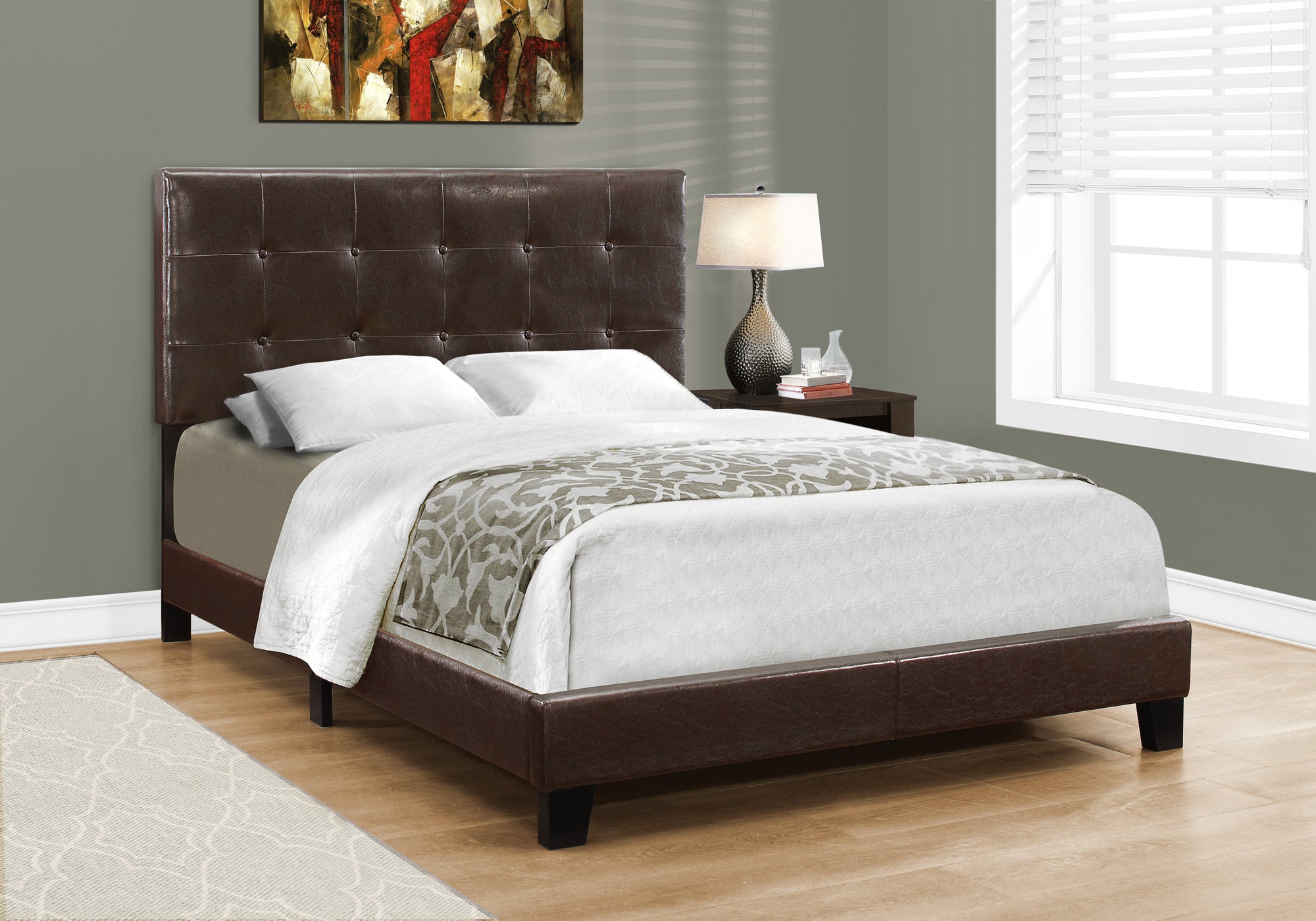 Full Size Dark Brown Leather Look Bed