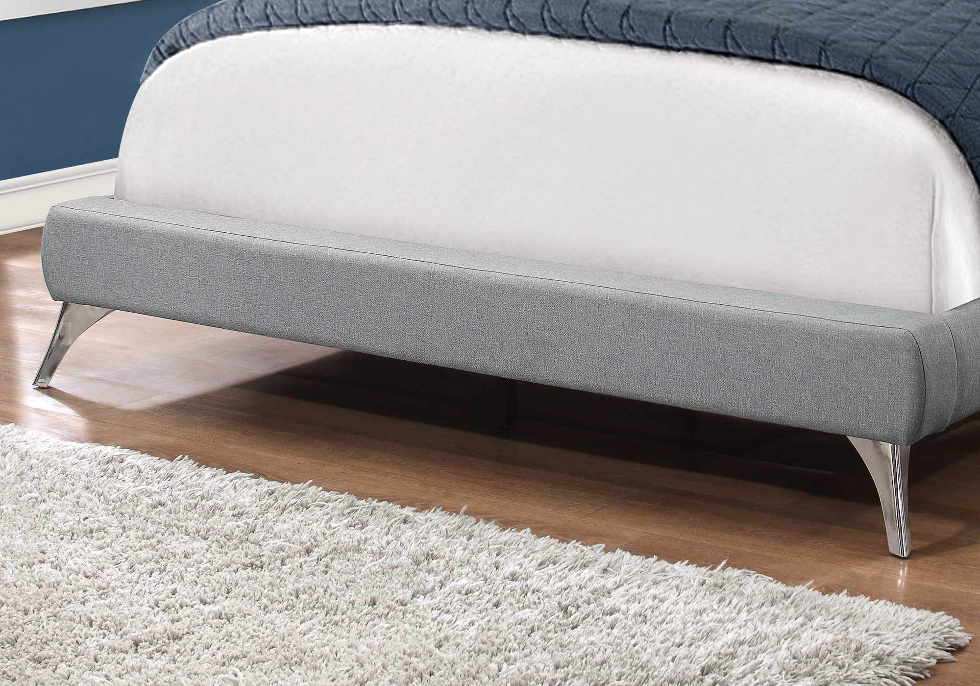 70.25" x 87.25" x 47.25" Grey Foam Solid Wood Linen Queen Size Bed Default Title