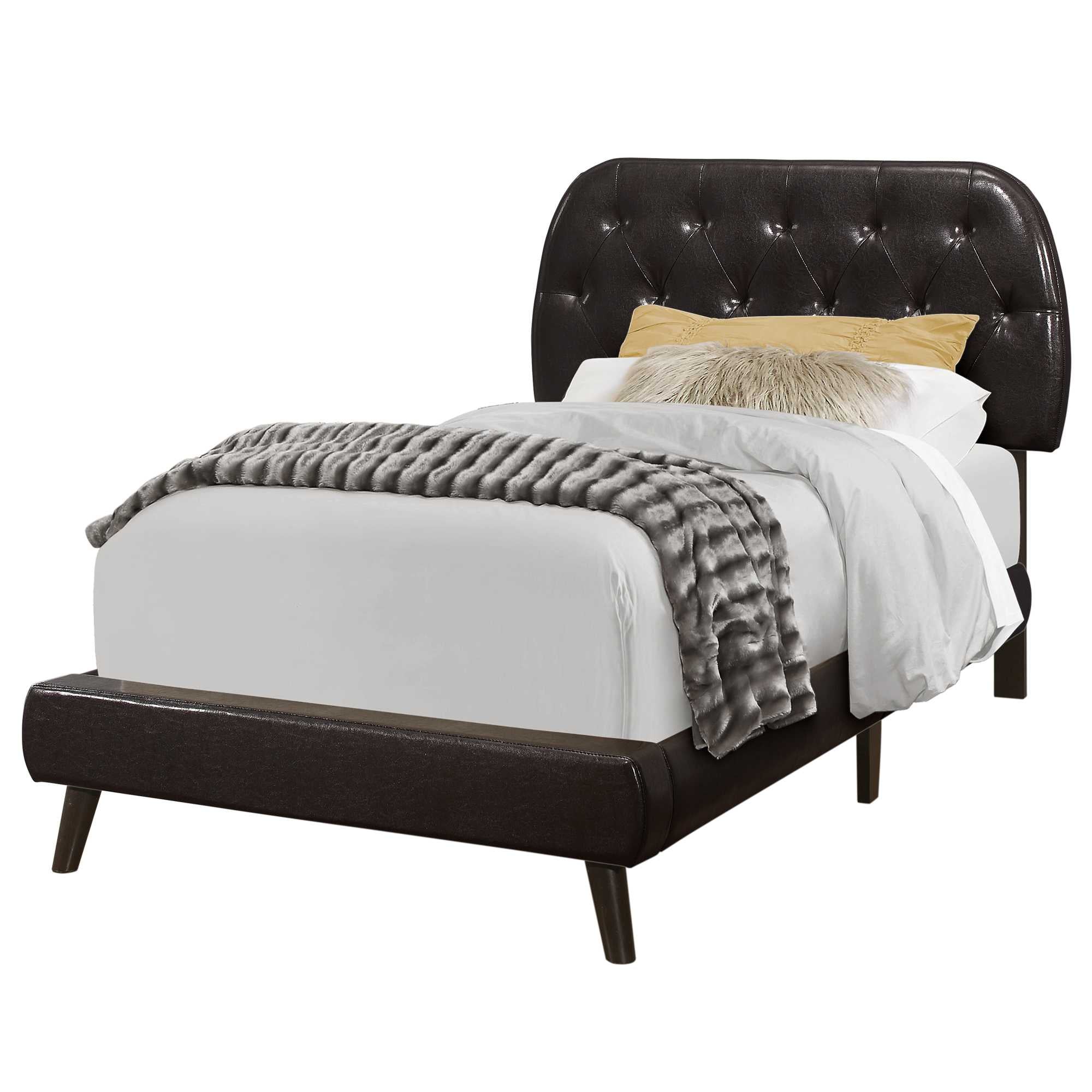 Tufted Black Standard Bed Upholstered With Headboard Default Title