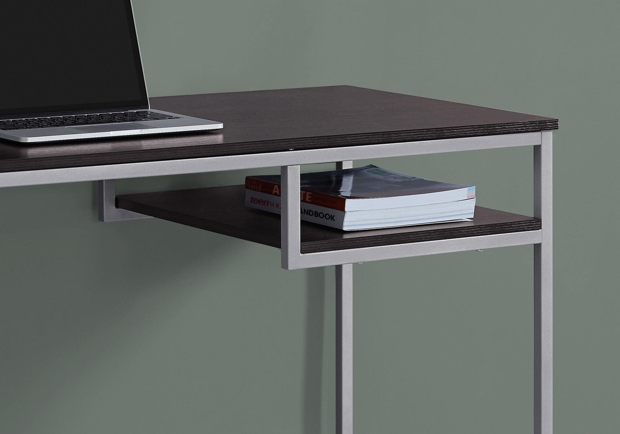 Sleek Chrome and Walnut Finish Computer Desk