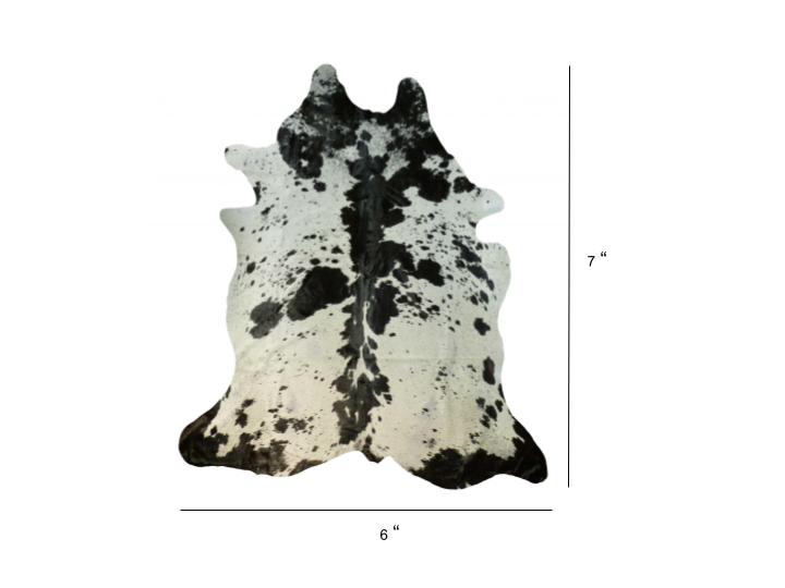 6 Ft Black and White Brindled Cowhide Rug