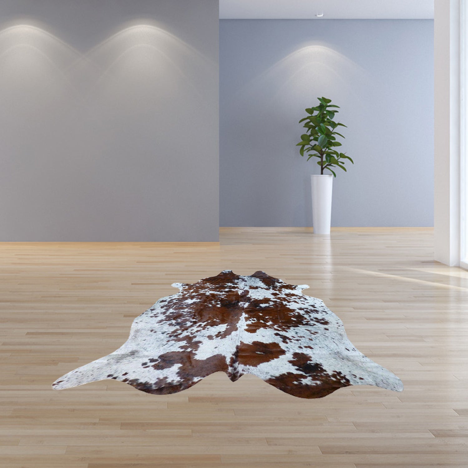 6.5 Ft  Brown and White Brindled Cowhide Rug
