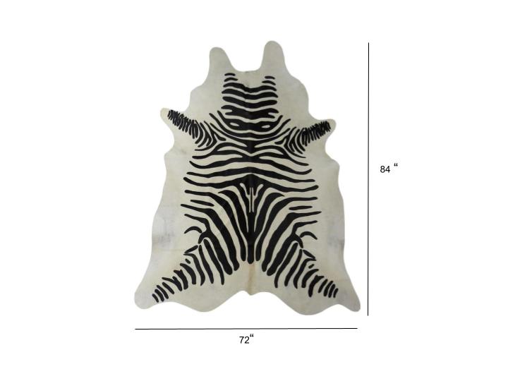 6 Ft Black and White Stenciled Cowhide Rug