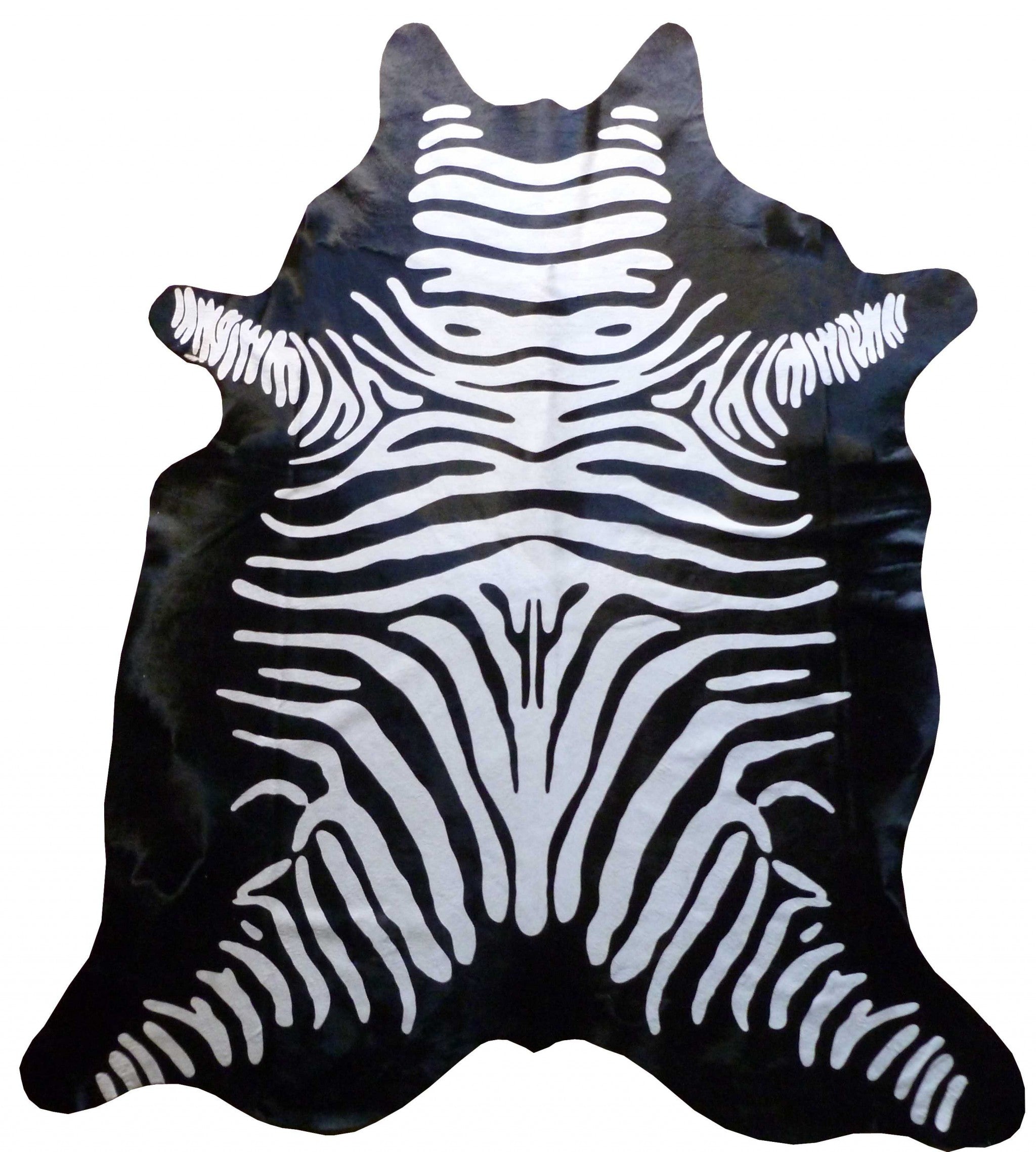 6 Ft Stenciled Reverse Zebra Cowhide Rug Default Title