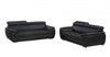 69" X 38" X 32to 39" Modern Black Leather Sofa And Loveseat