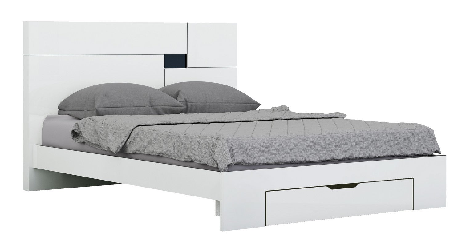 79'" X 80'"  X 43'" Modern Eastern King White High Gloss Bed Default Title