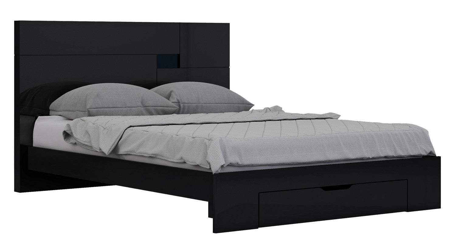72'" X 85'"  X 43'" Modern California King Black High Gloss Bed Default Title