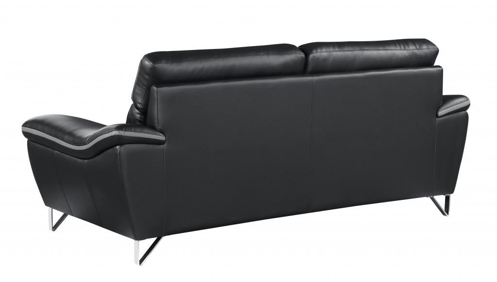 Set of Modern Black Leather Sofa And Loveseat