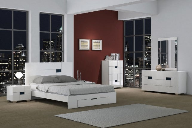 79" X 80"  X 43" 4pc Eastern King Modern White High Gloss Bedroom Set Default Title