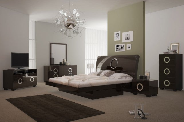 65" X 87"  X 40" 4pc Queen Modern Wenge High Gloss Bedroom Set Default Title