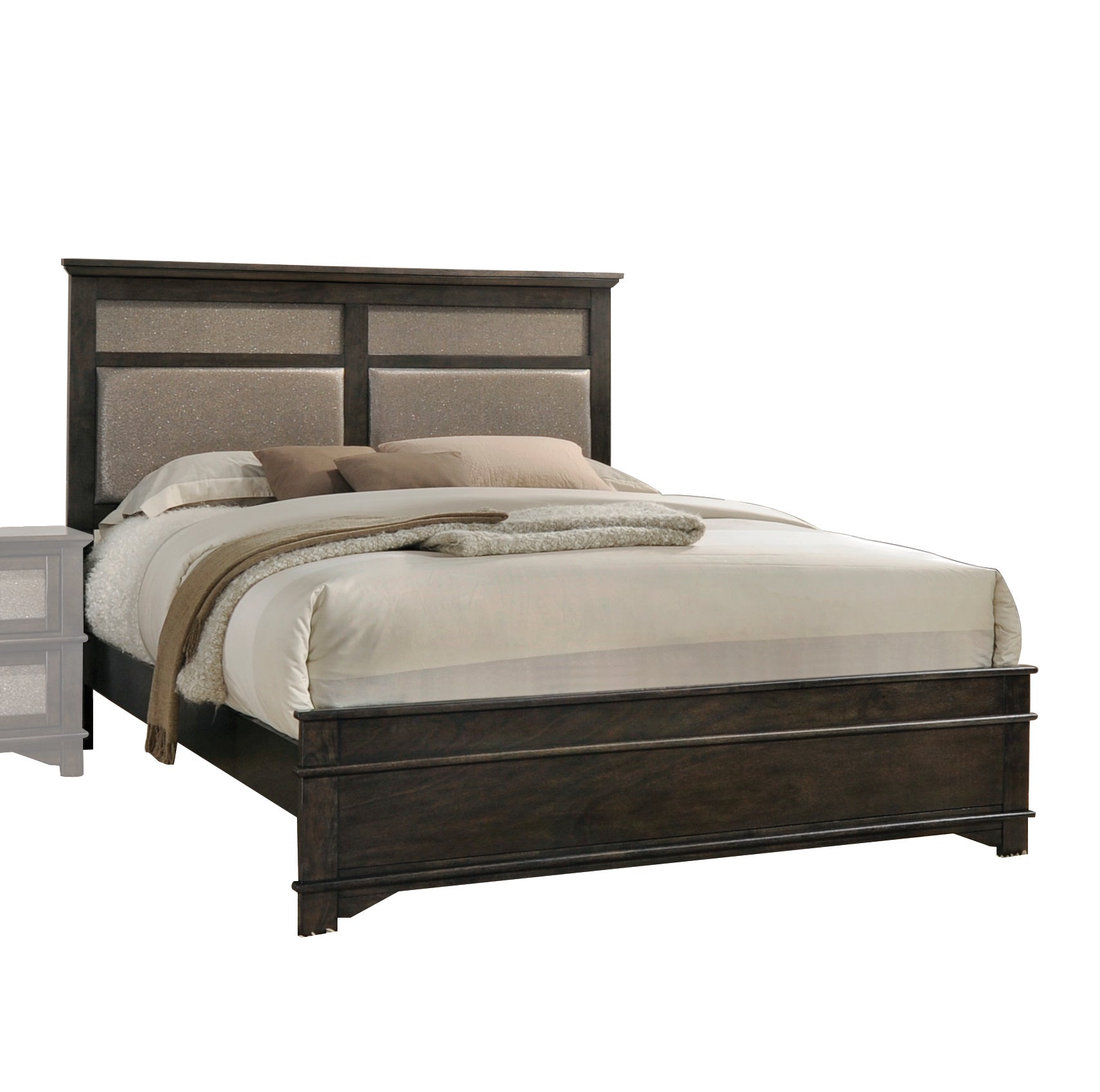 65" X 85" X 52" Copper PU Dark Walnut Wood Upholstery Queen Bed Default Title