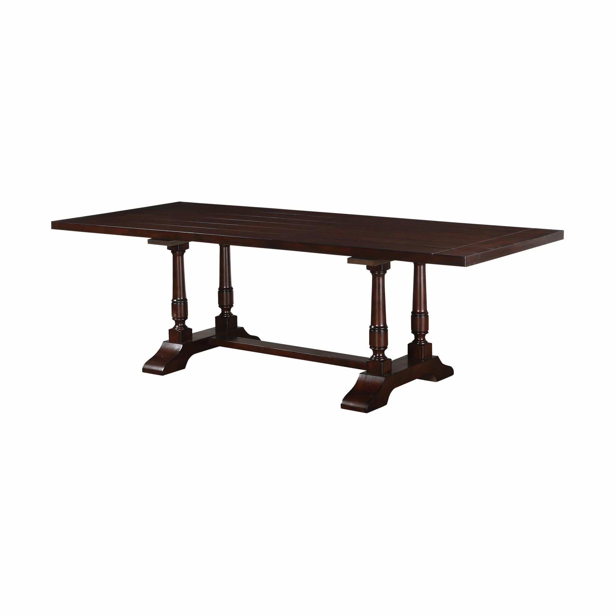 40" X 96" X 30" Cherry Wood Dining table. Rectangular Trestle Table with 4 Turned Supports Default Title