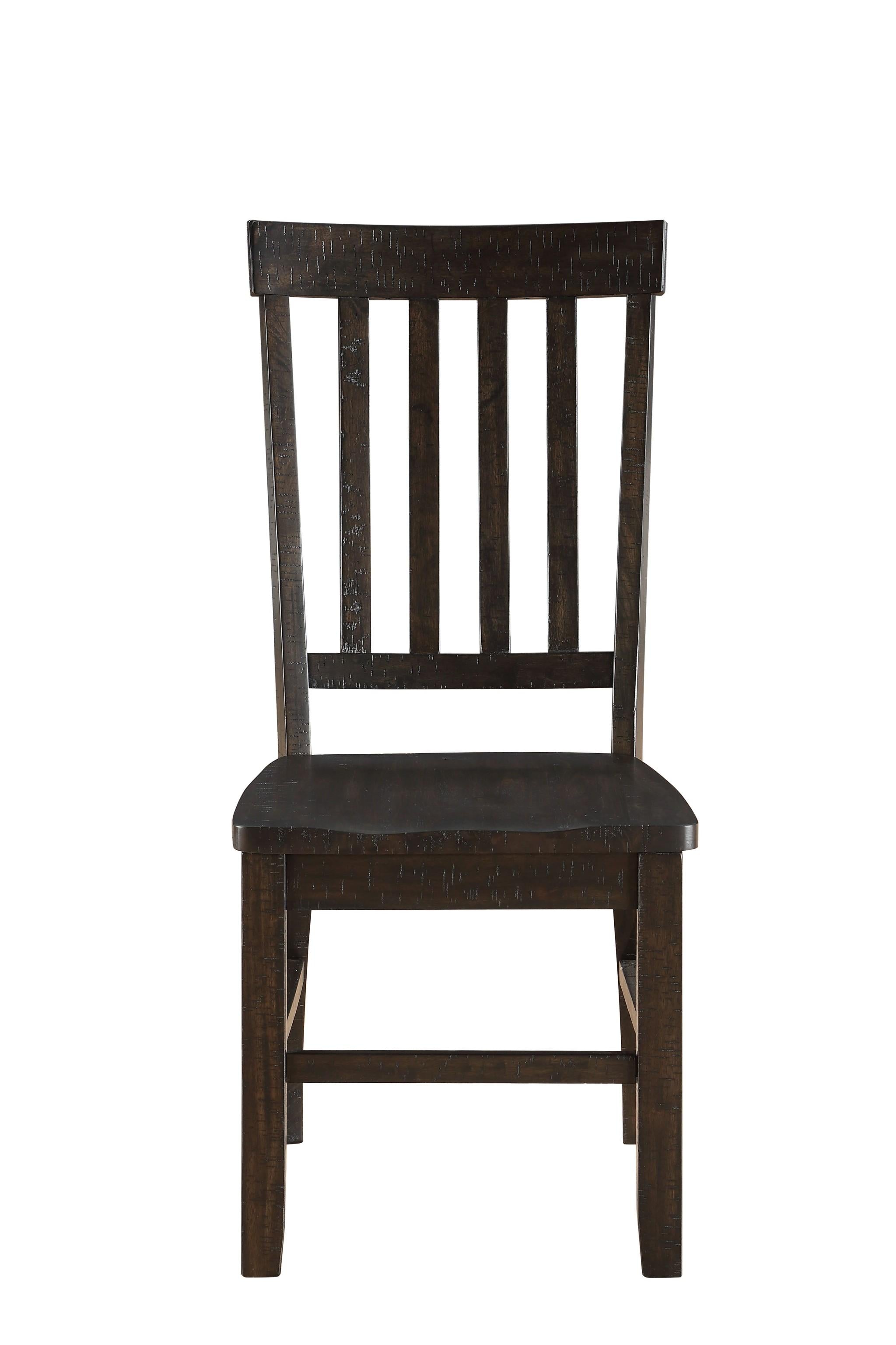 Set Of 2 Dining Chairs Rustic Walnut Acacia Legs Seat Ladder Back