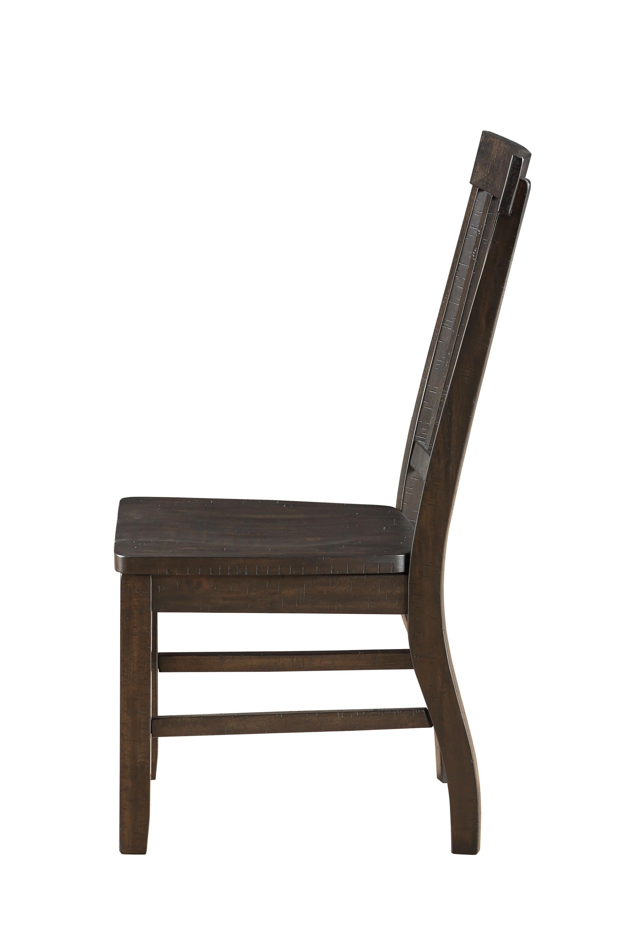 Set Of 2 Dining Chairs Rustic Walnut Acacia Legs Seat Ladder Back