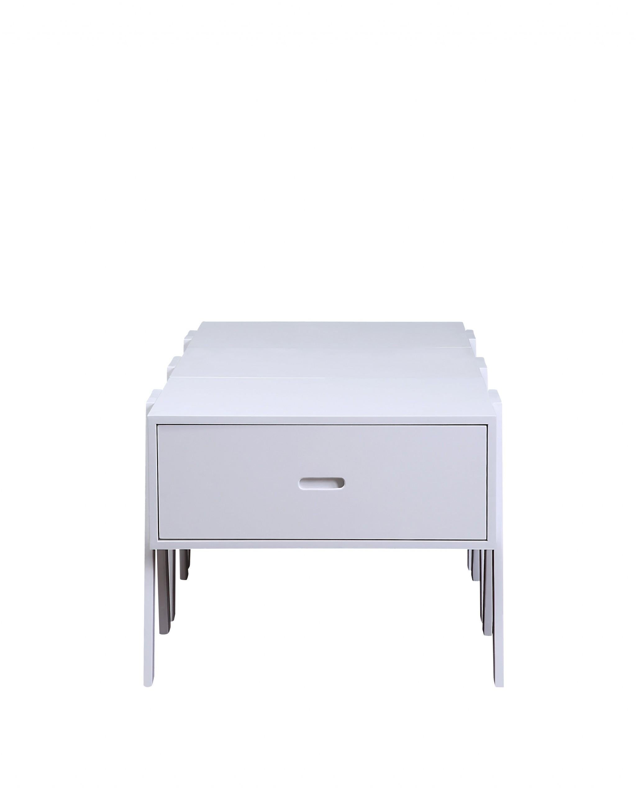 Sleek White Rectangular Convertible Coffee Table