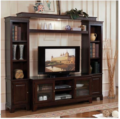 Modern Dark Brown Wood Entertainment Center