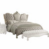 76" X 95" X 72" Ivory Velvet Bone White Upholstery Poly Resin Queen Bed