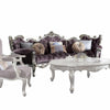 52" X 113" X 46" Velvet Antique Platinum Upholstery Poly-Resin Sofa w8 Pillows