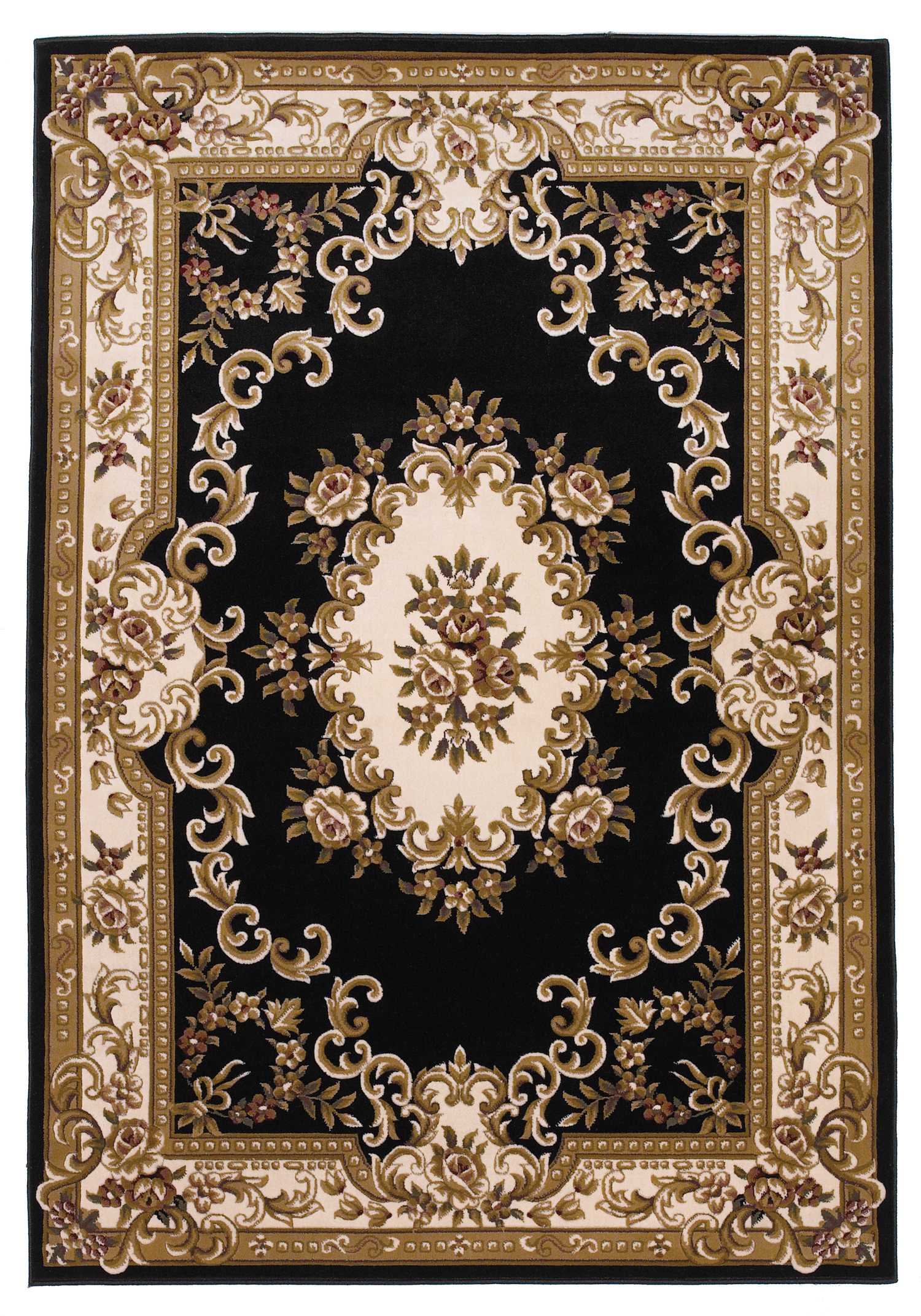 7' x 10'  Polypropylene Blackor Ivory Area Rug Default Title