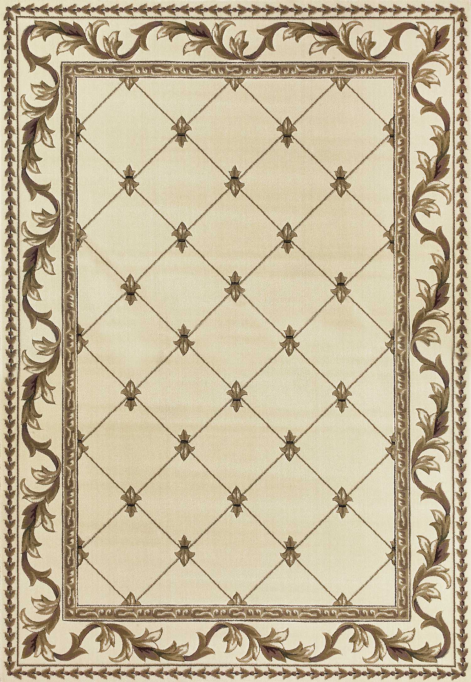 8'x11' Ivory Machine Woven Hand Carved Fleur De Lis Indoor Area Rug Default Title