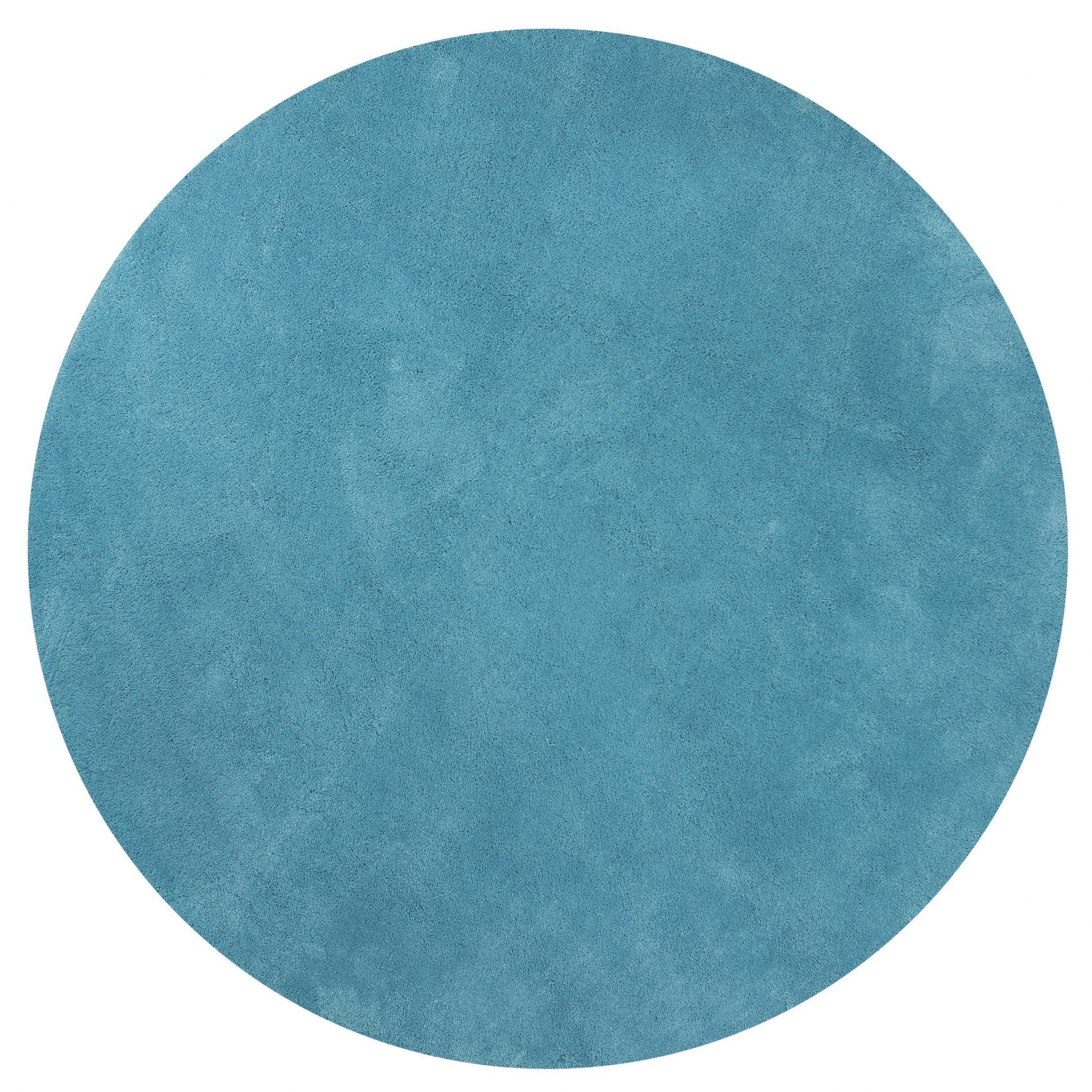 8' Round  Polyester Highlighter Blue Area Rug Default Title