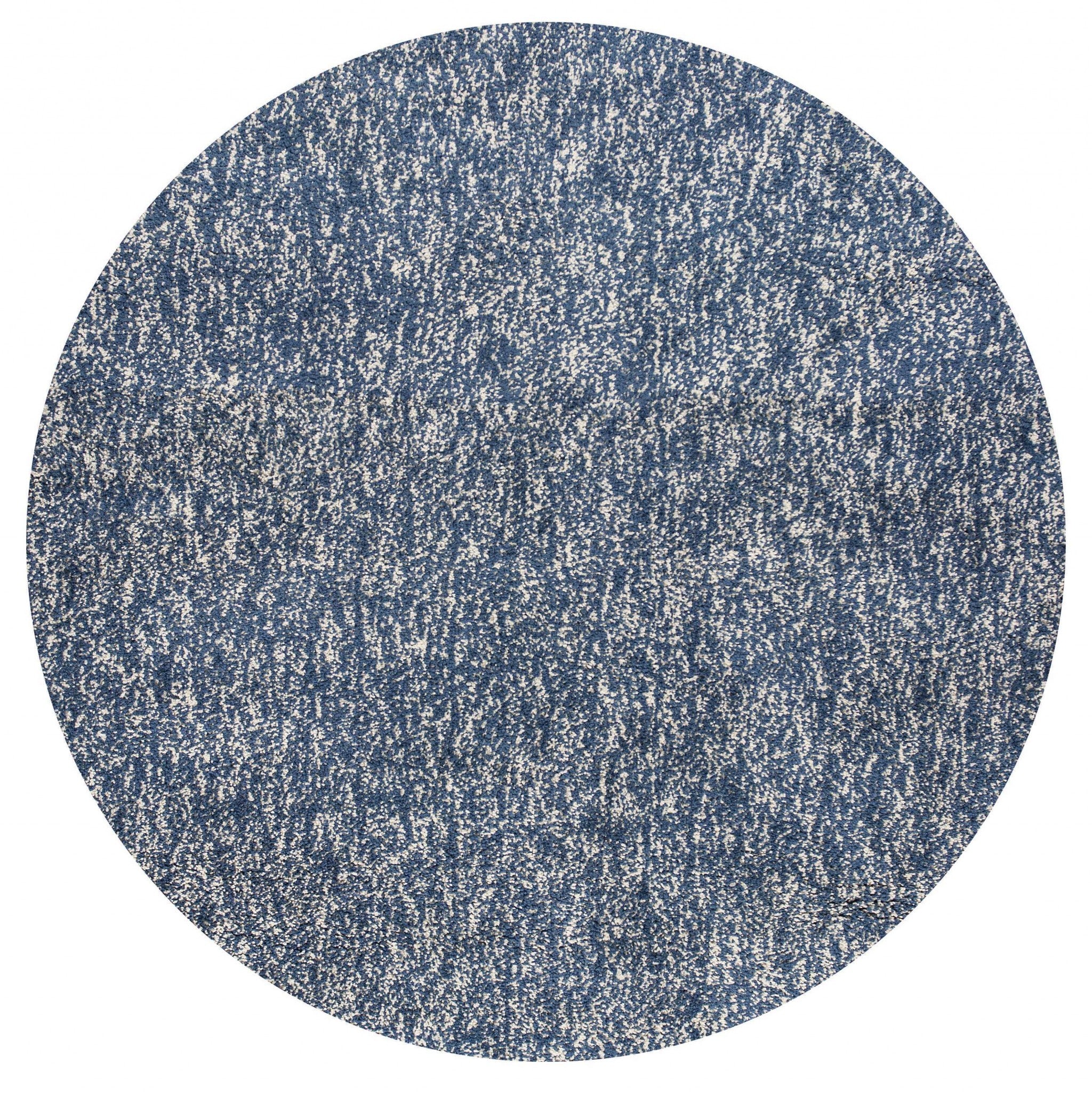 8' Indigo Ivory Heather Round Indoor Shag Rug Default Title