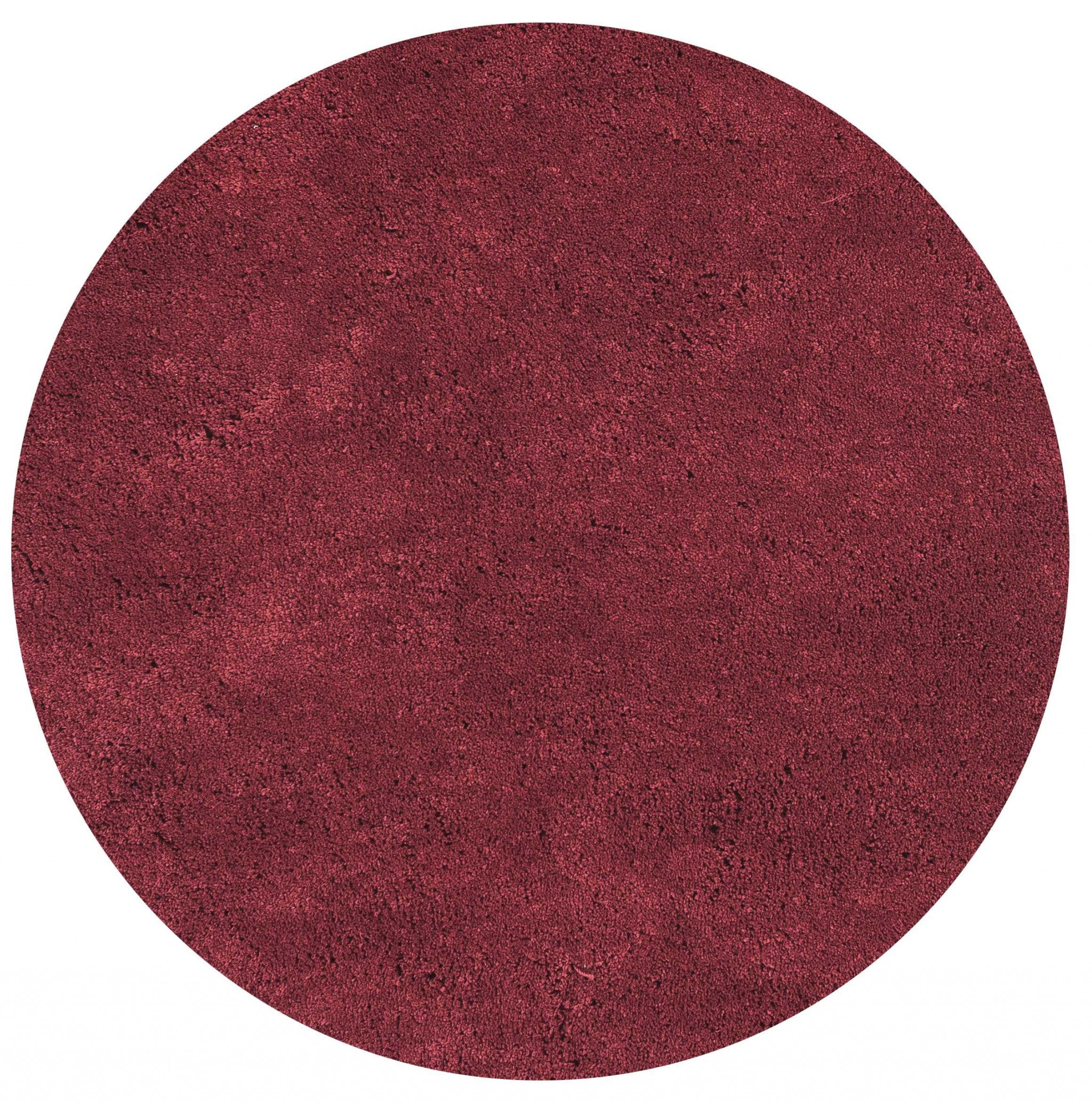 8' Red Round Indoor Shag Rug Default Title