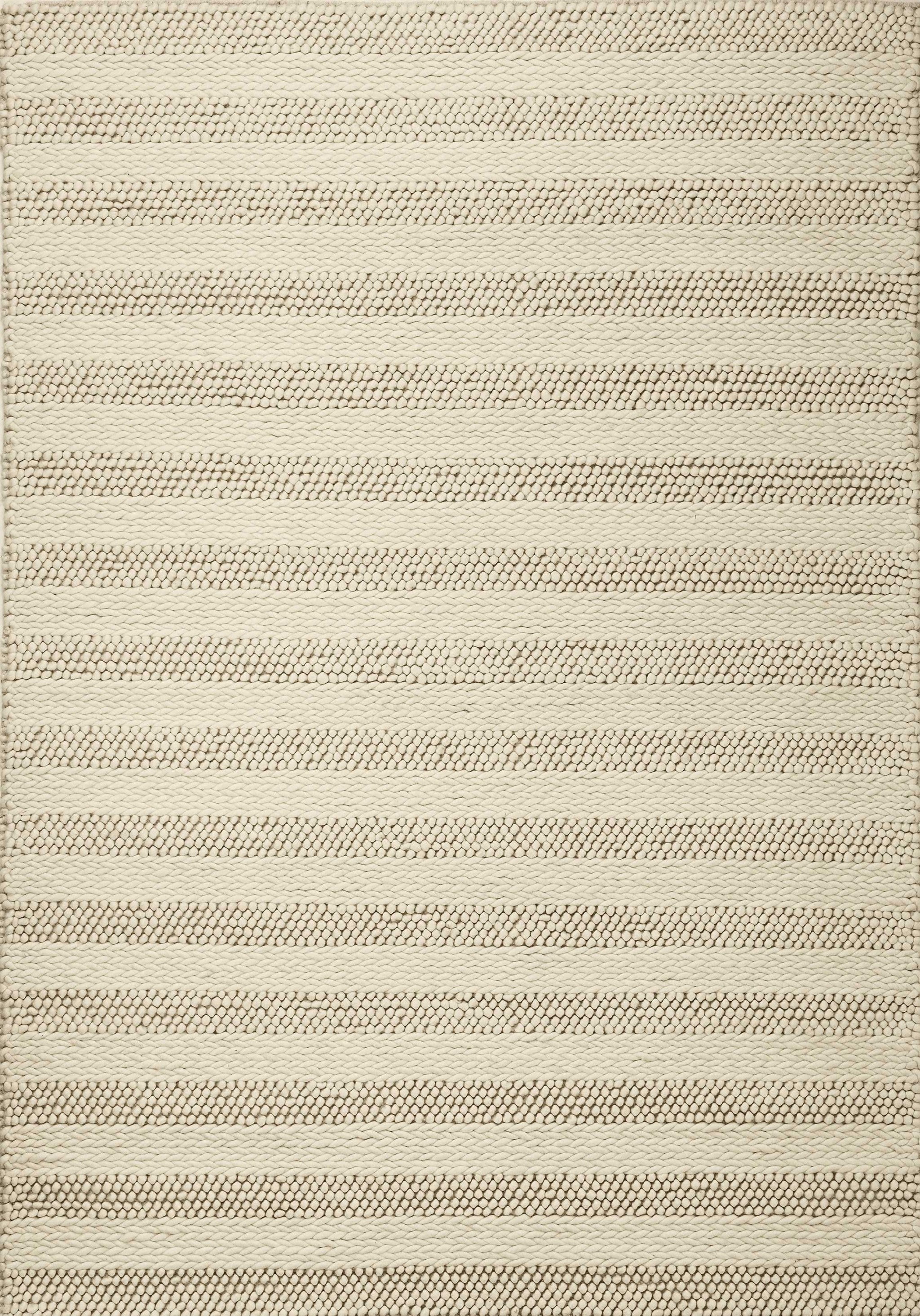 5'x7' White Ivory Hand Woven Knobby Cornish Stripe Indoor Area Rug Default Title