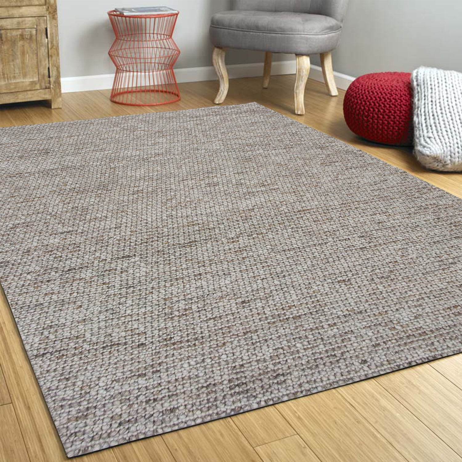 5' x 7'  Natural Wool Boucle Berber Style Area Rug