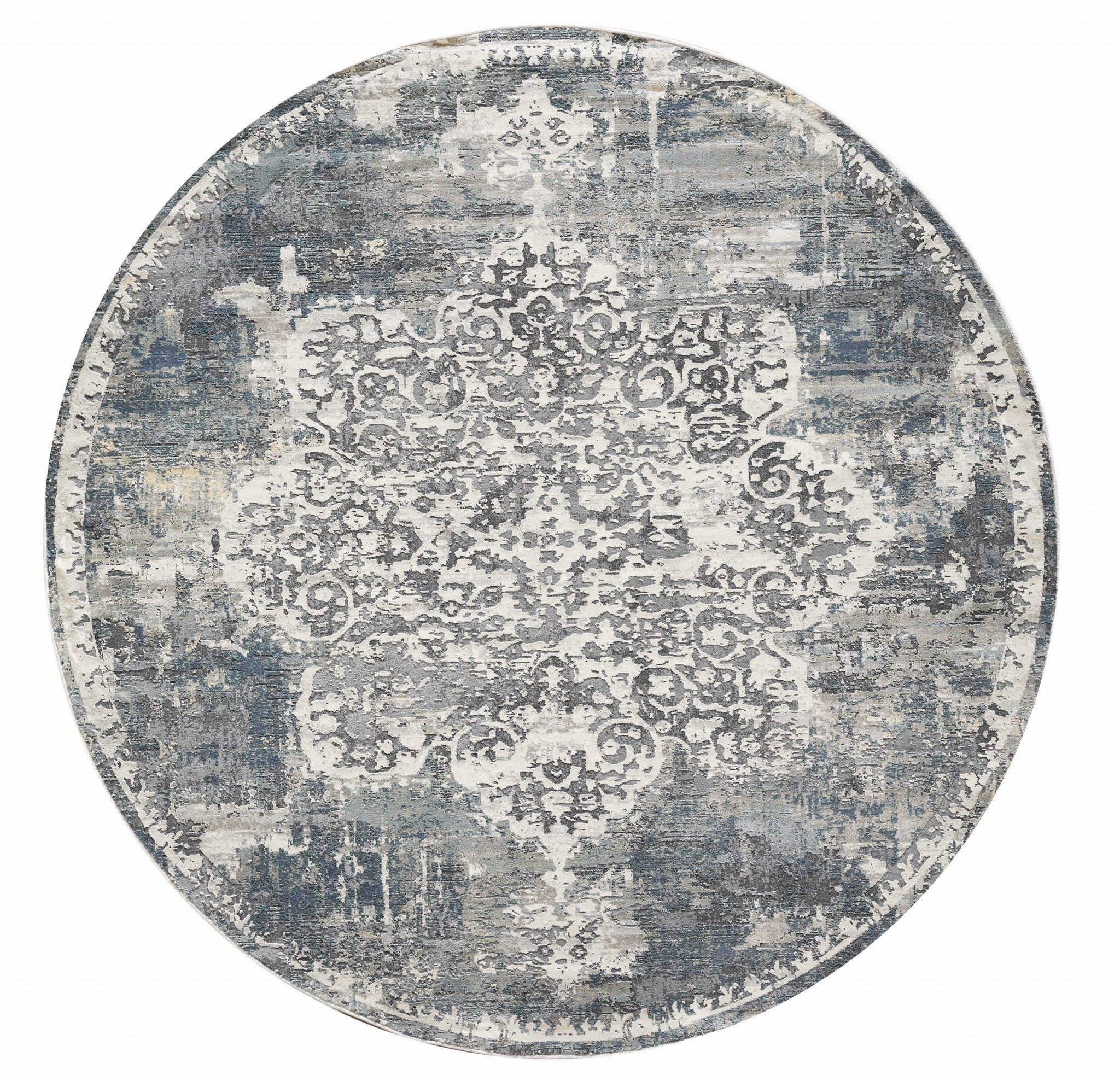 7' Round Polyester Ivory Area Rug Default Title
