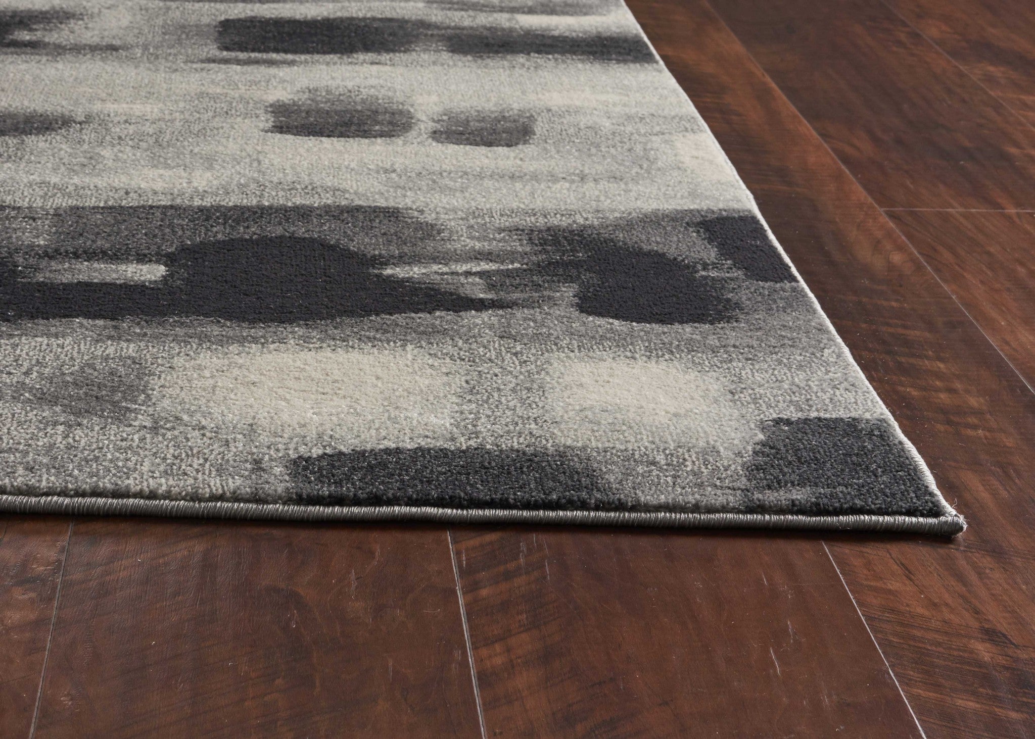 8'x11' Shades of Grey Machine Woven Abstract Brushstroke Indoor Area Rug