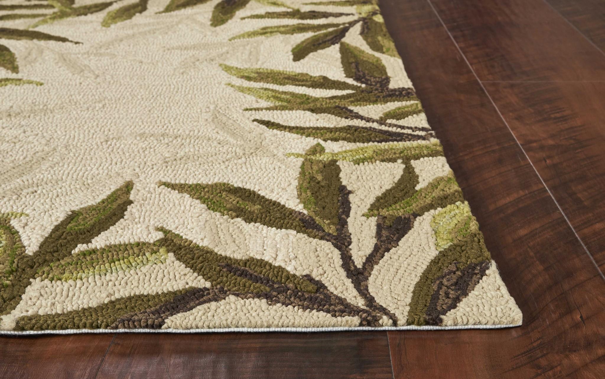 8'x10' Sand Beige Hand Hooked UV Treated Bordered Coastal Sea Grass Indoor Outdoor Area Rug