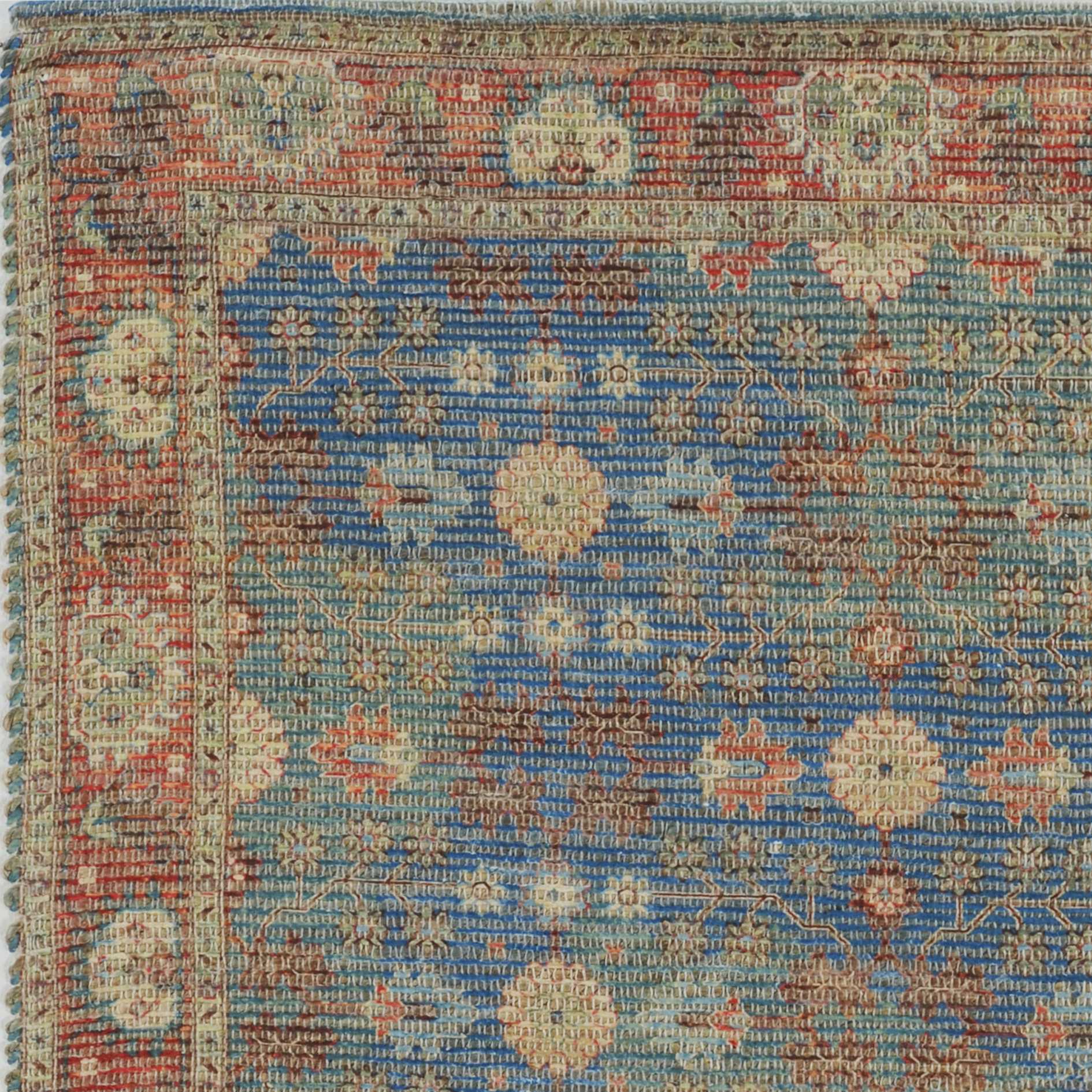 8' x 11' Vibrant Traditional Style Blue and Red Design Area Rug