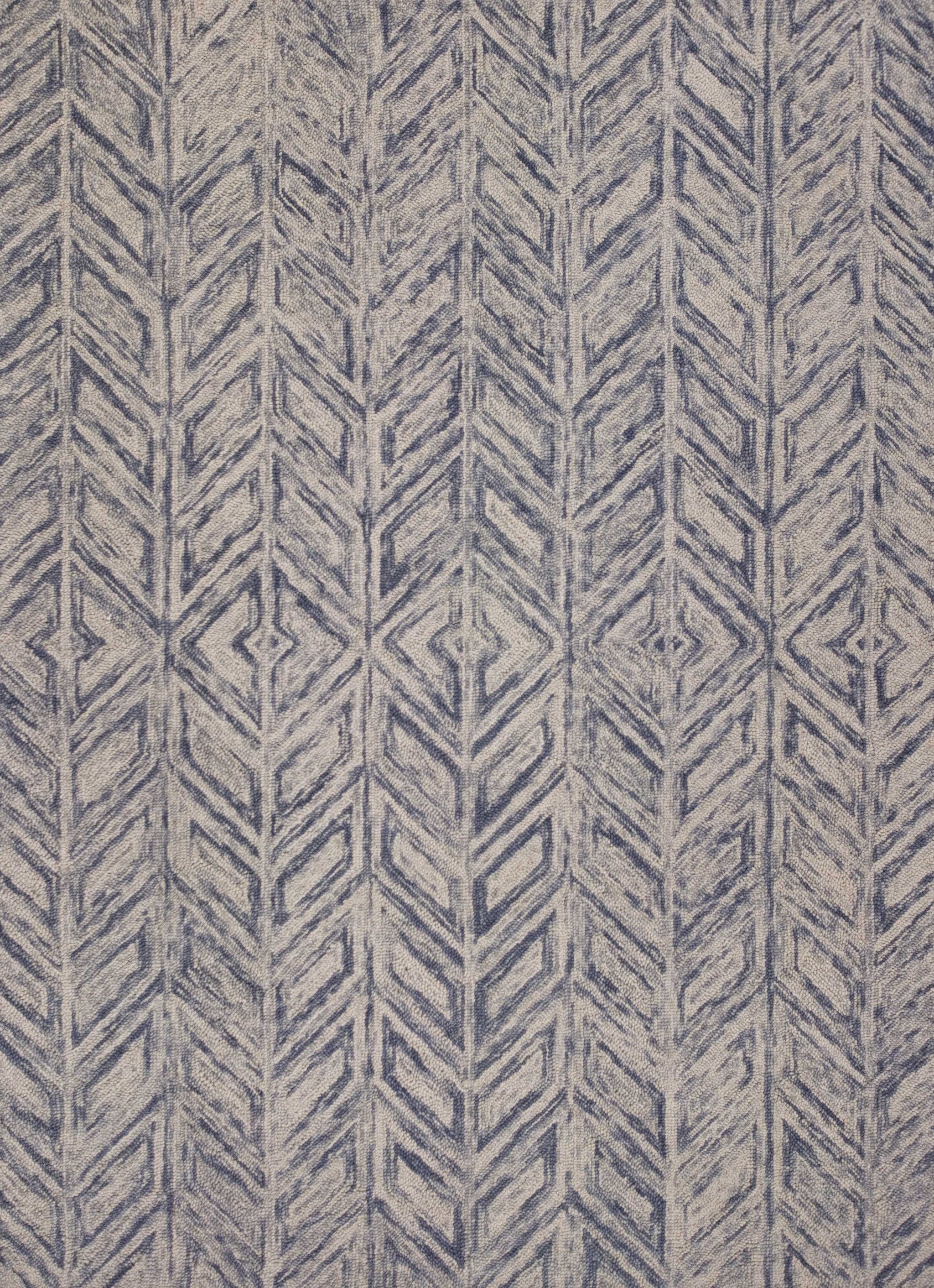 8'x10' Blue Hand Tufted Herringbone Indoor Area Rug Default Title