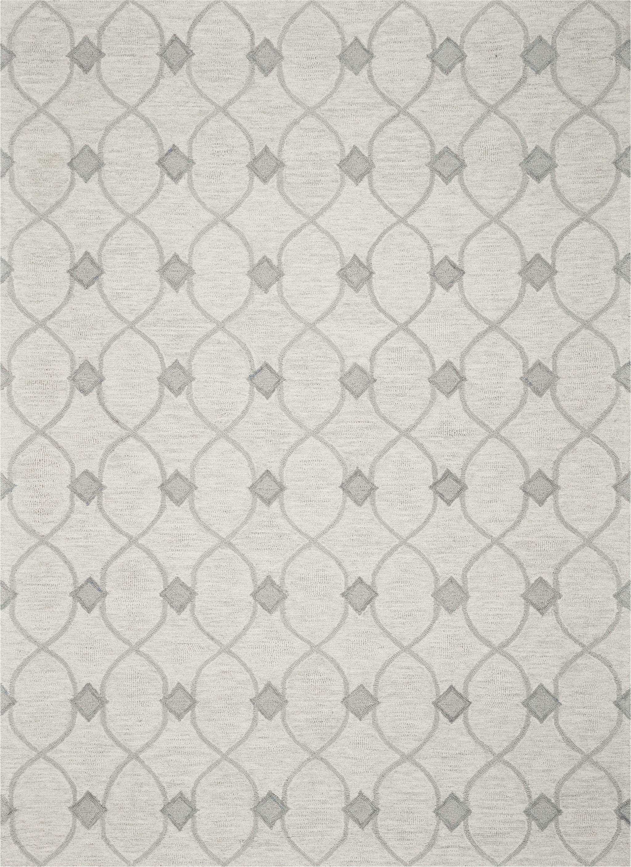 8'x10' Ivory Hand Tufted Ogee Indoor Area Rug Default Title
